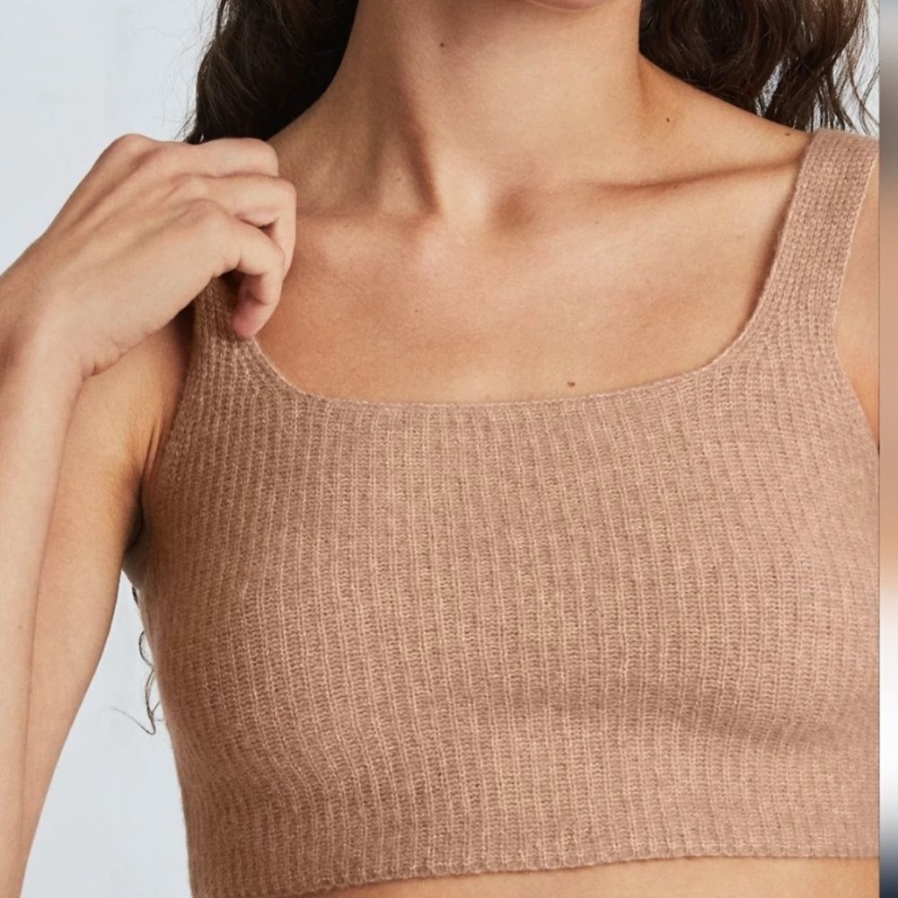 Everlane Ribbed Knit Crop Top in Beige